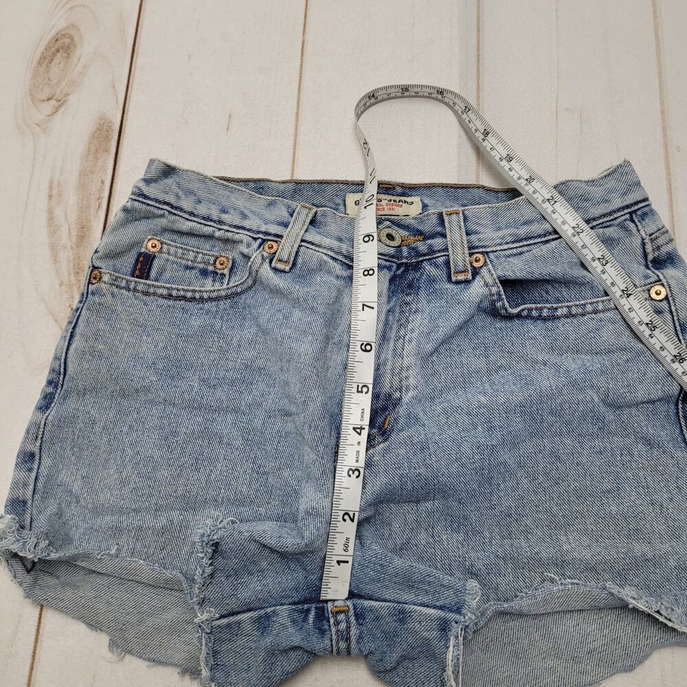 Guess Light Wash Denim Cutoff Shorts with Back Logo - Picture 4 of 9